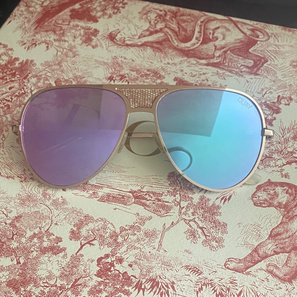 Quay Australia Gradient Aviator Sunglasses - Lilac and Tiffany Blue